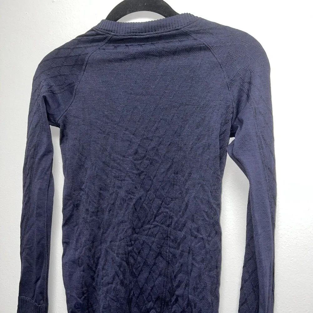 LULULEMON Rest Less Pullover women's size 4 Midnight Navy with thumb holes